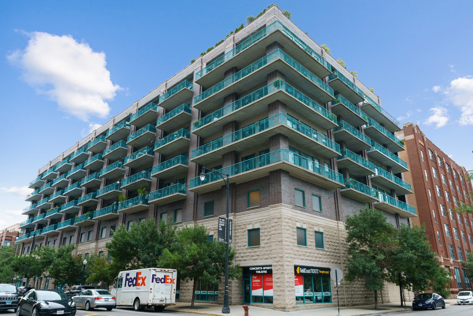 a front view of a building