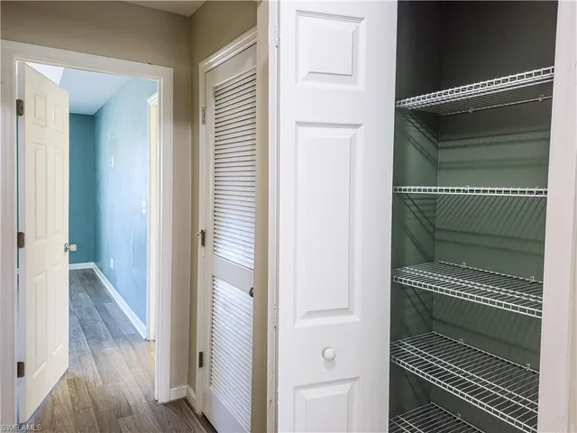 a bathroom with a glass door