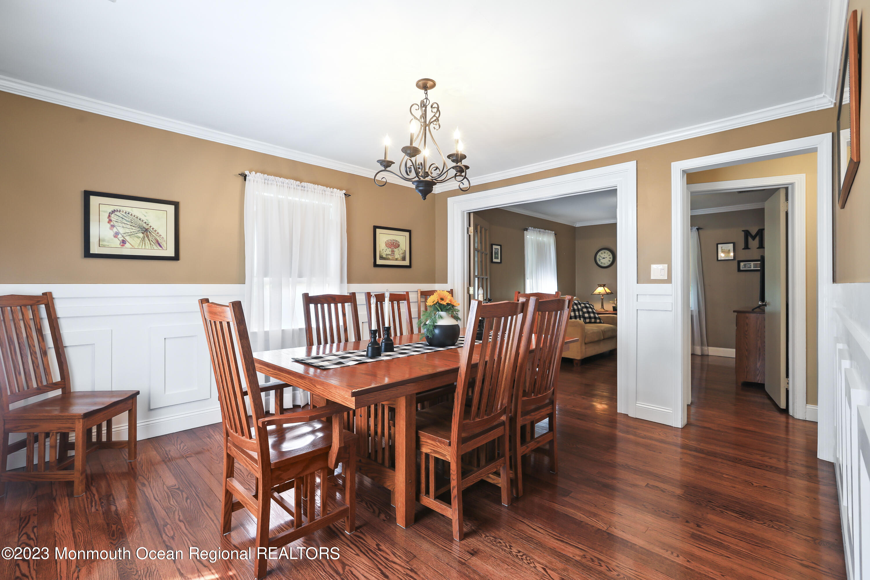 7 Burtina Place Keyport, NJ 07735 - Photo 9 of 29 a view of a dining room with furniture wooden floor and chandelier