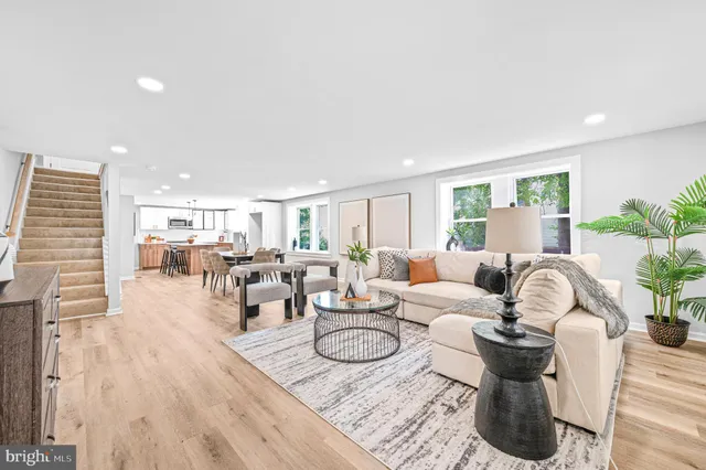 a living room with furniture