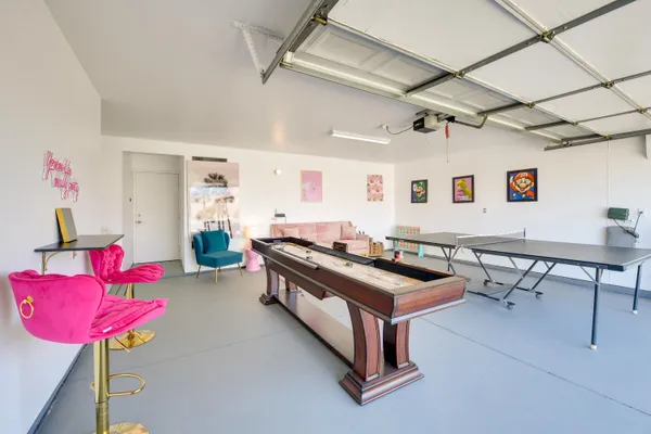 a gym room with furniture