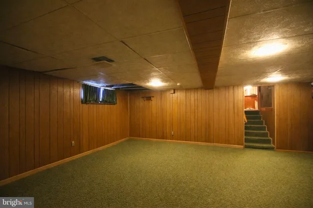 an empty room with a projector