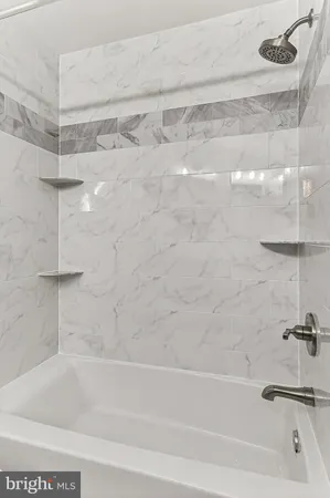 a bathroom with a shower and a bath tub