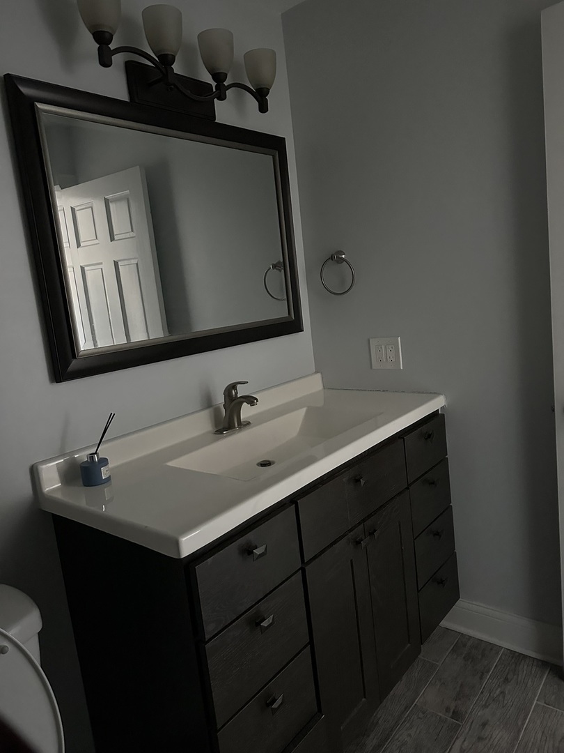 239 North Mill Road, Unit 310 Addison, IL 60101 - Photo 9 of 23 a bathroom with a sink vanity and a mirror