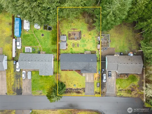 an aerial view of a house