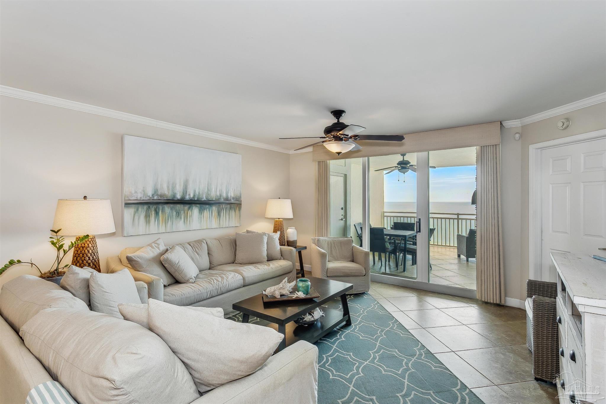 16285 Perdido Key Drive, Unit 625 Perdido Key, FL 32507 - Photo 10 of 49 a living room with furniture and a large window