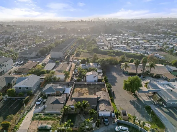 an aerial view of multiple house