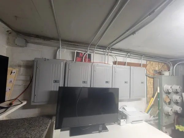a utility room with cabinets
