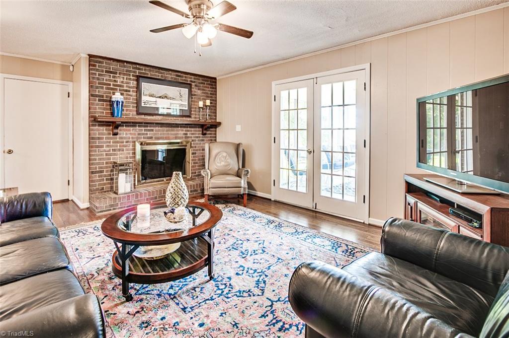 Den, fireplace
