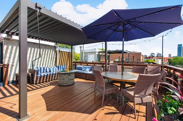 a outdoor view with a sitting space