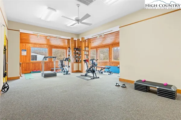 a view of a room with gym equipment