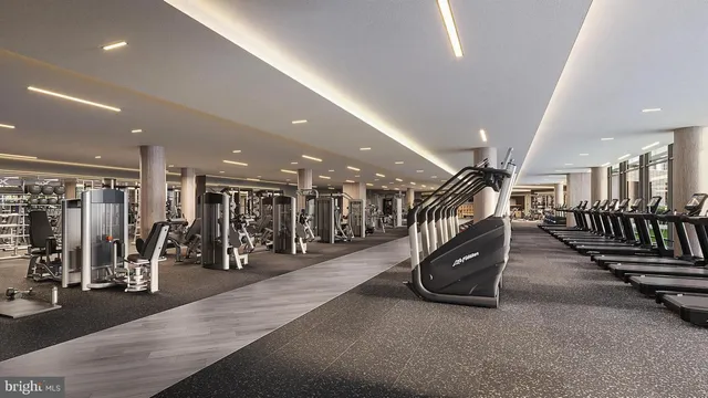 a view of a room with gym equipment