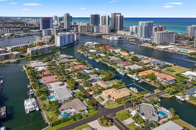 a city view with tall buildings