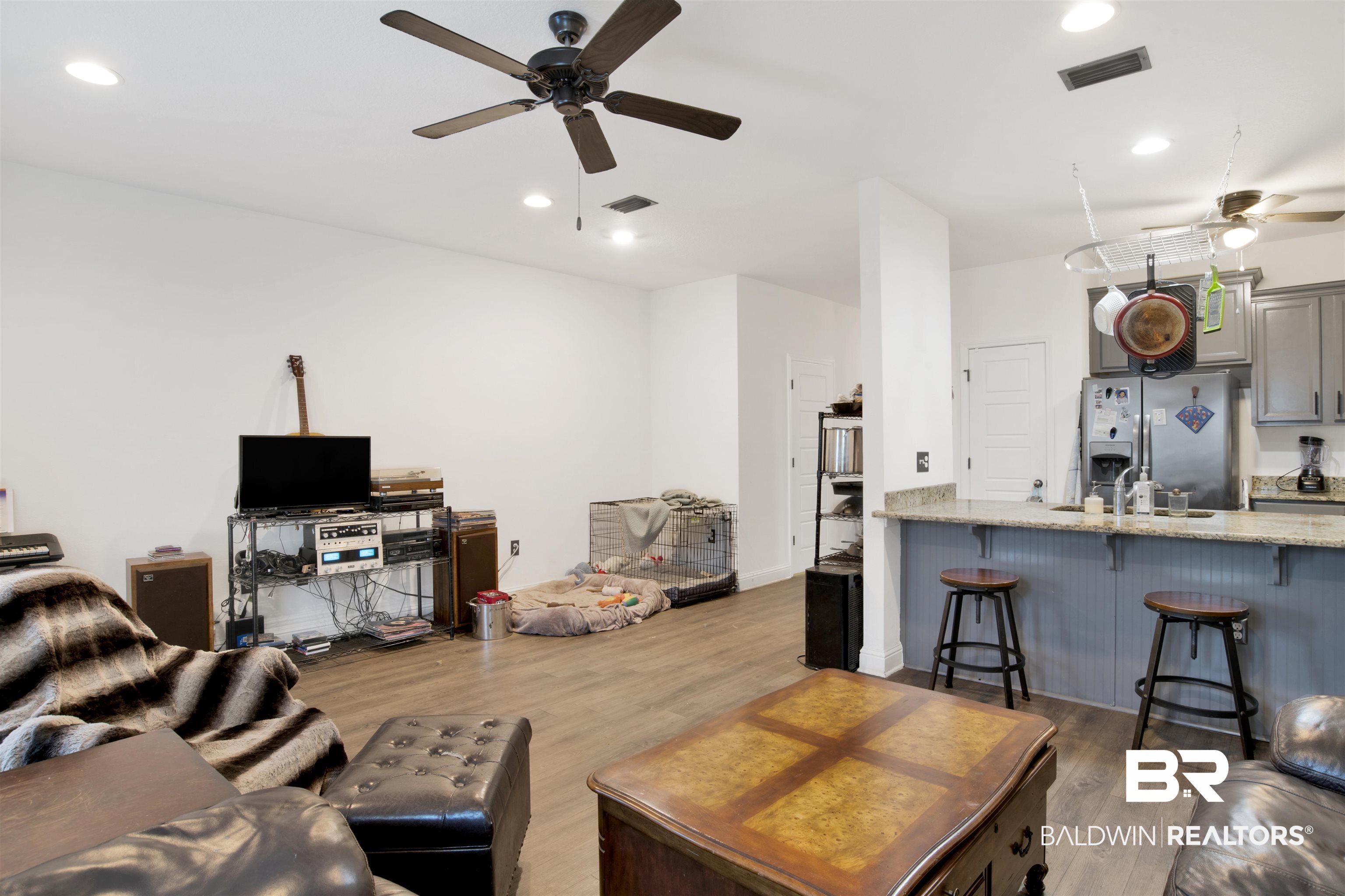 25806 Pollard Road, Unit 80 Daphne, AL 36526 - Photo 20 of 30 Living room featuring ceiling fan, light wood-type flooring, and recessed lighting