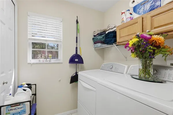 a view of storage and utility room with a potted plant