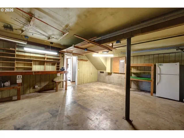 a view of balcony with wooden floor