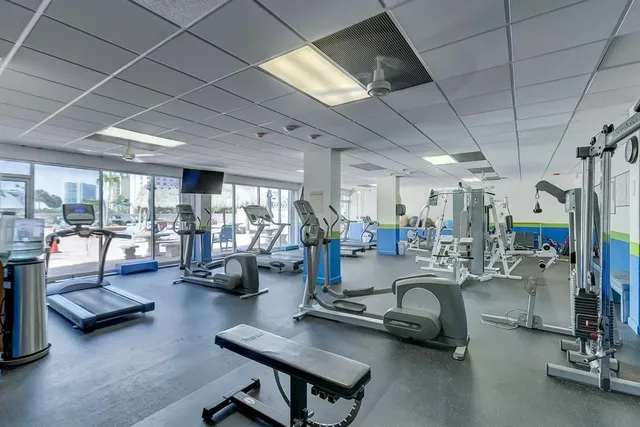 a view of a room with gym equipment