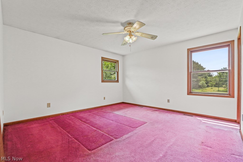 2642 Blake Road Wadsworth, OH 44281 - Photo 23 of 46 Spacious room featuring two windows with wood trim, a ceiling fan with integrated lighting, and a neutral wall color