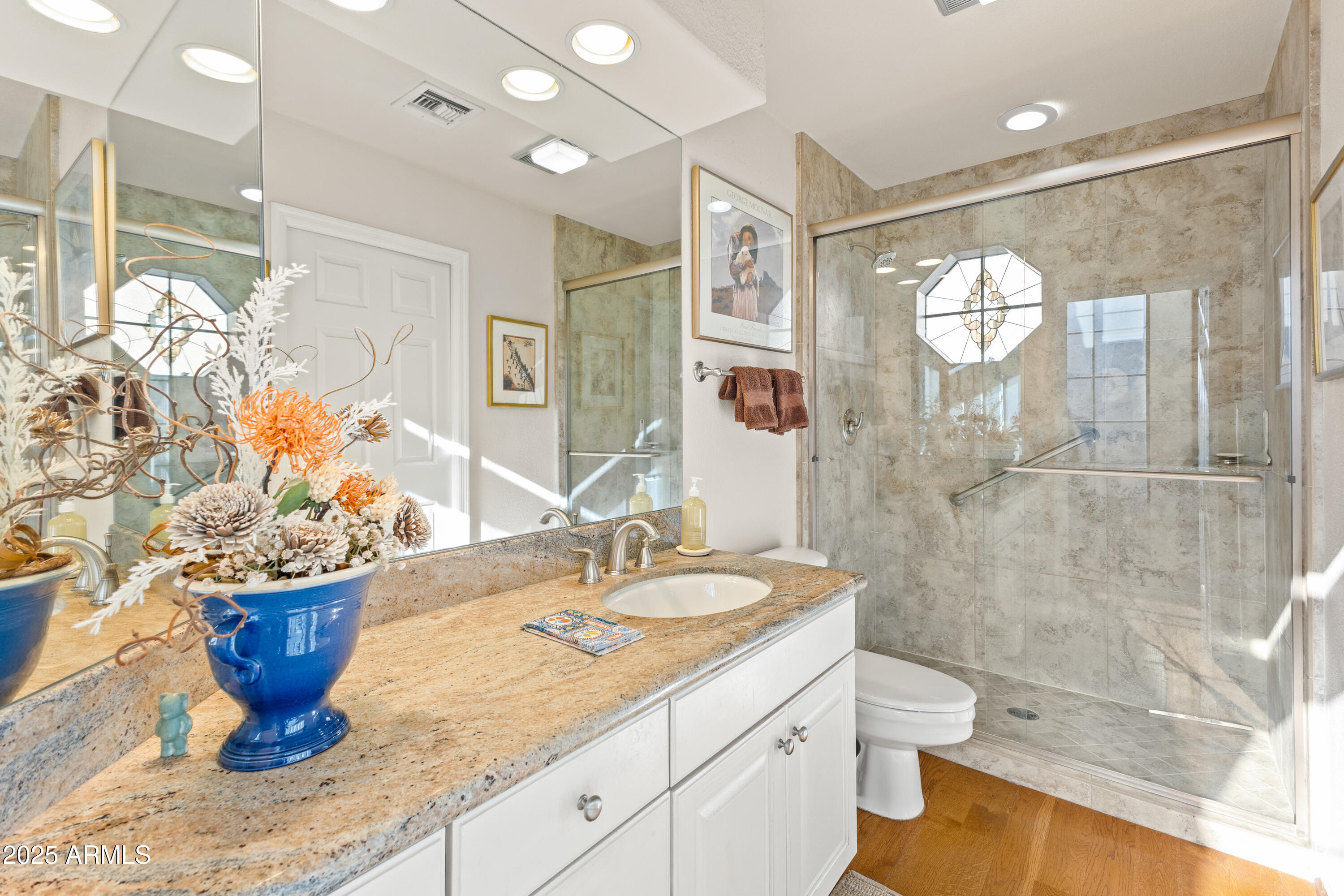 7525 East Gainey Ranch Road, Unit 164 Scottsdale, AZ 85258 - Photo 29 of 51 a bathroom with a sink a toilet and shower