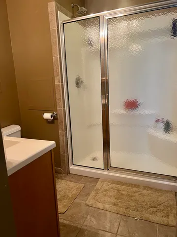 a bathroom with a sink a toilet and cabinets