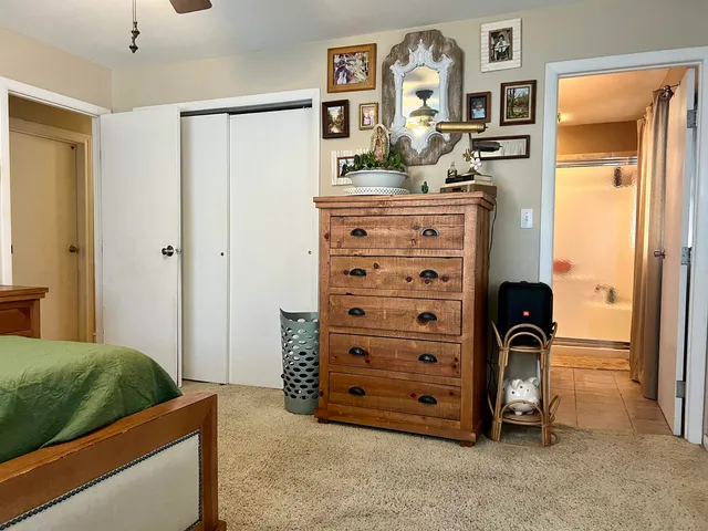 a bedroom with a bed and a tv