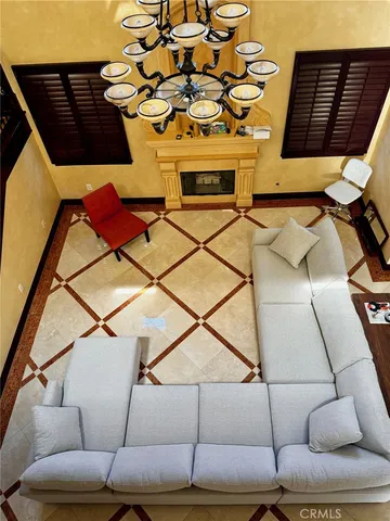 a picture of a couch in a balcony