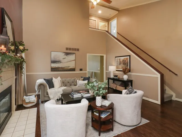 a living room with furniture