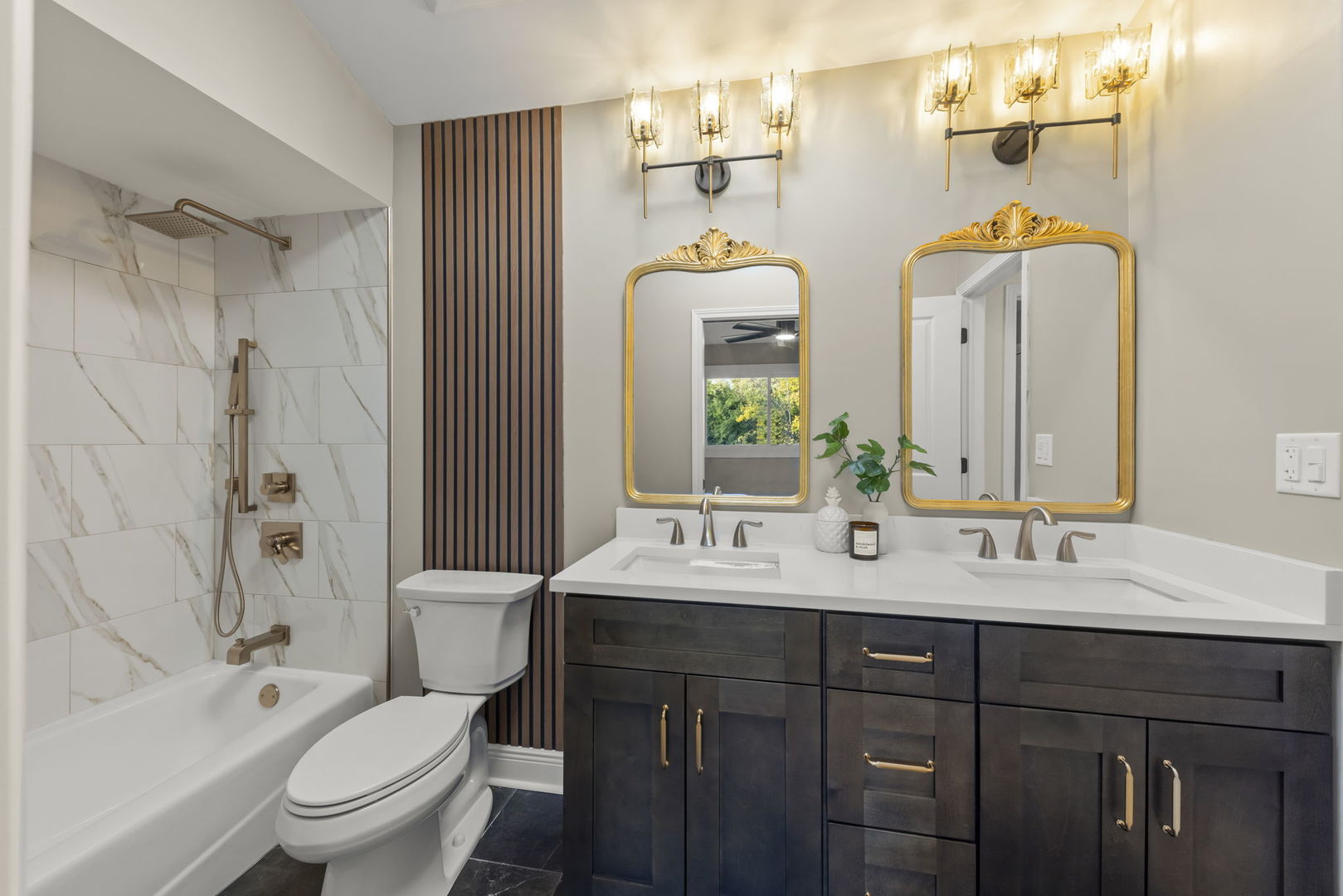 641 Highview Avenue Addison, IL 60101 - Photo 11 of 36 a bathroom with a double vanity sink toilet mirror and shower