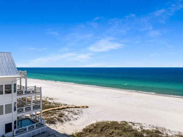 a view of a terrace with a lake