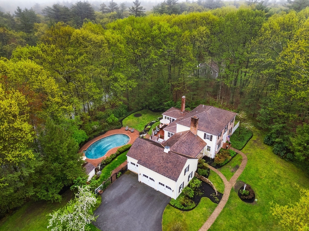 58 High Ridge Road Boxford, MA 01921 - Photo 5 of 40 an aerial view of a house with a yard basket ball court and outdoor seating