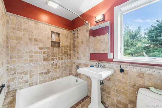 a bathroom with a sink and a bathtub