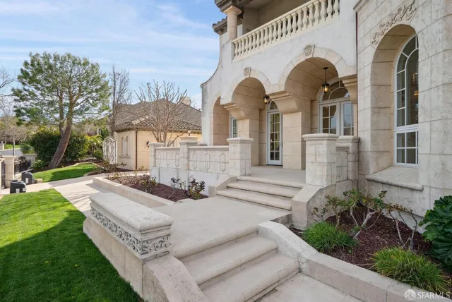 a front view of a house with a entrance