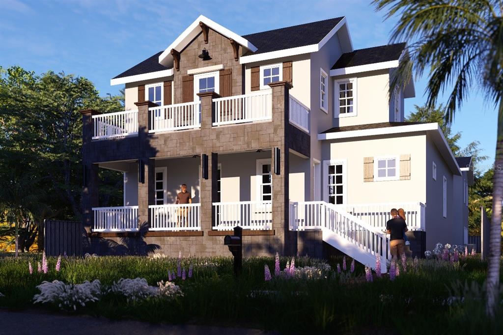 a front view of a house with a yard and porch