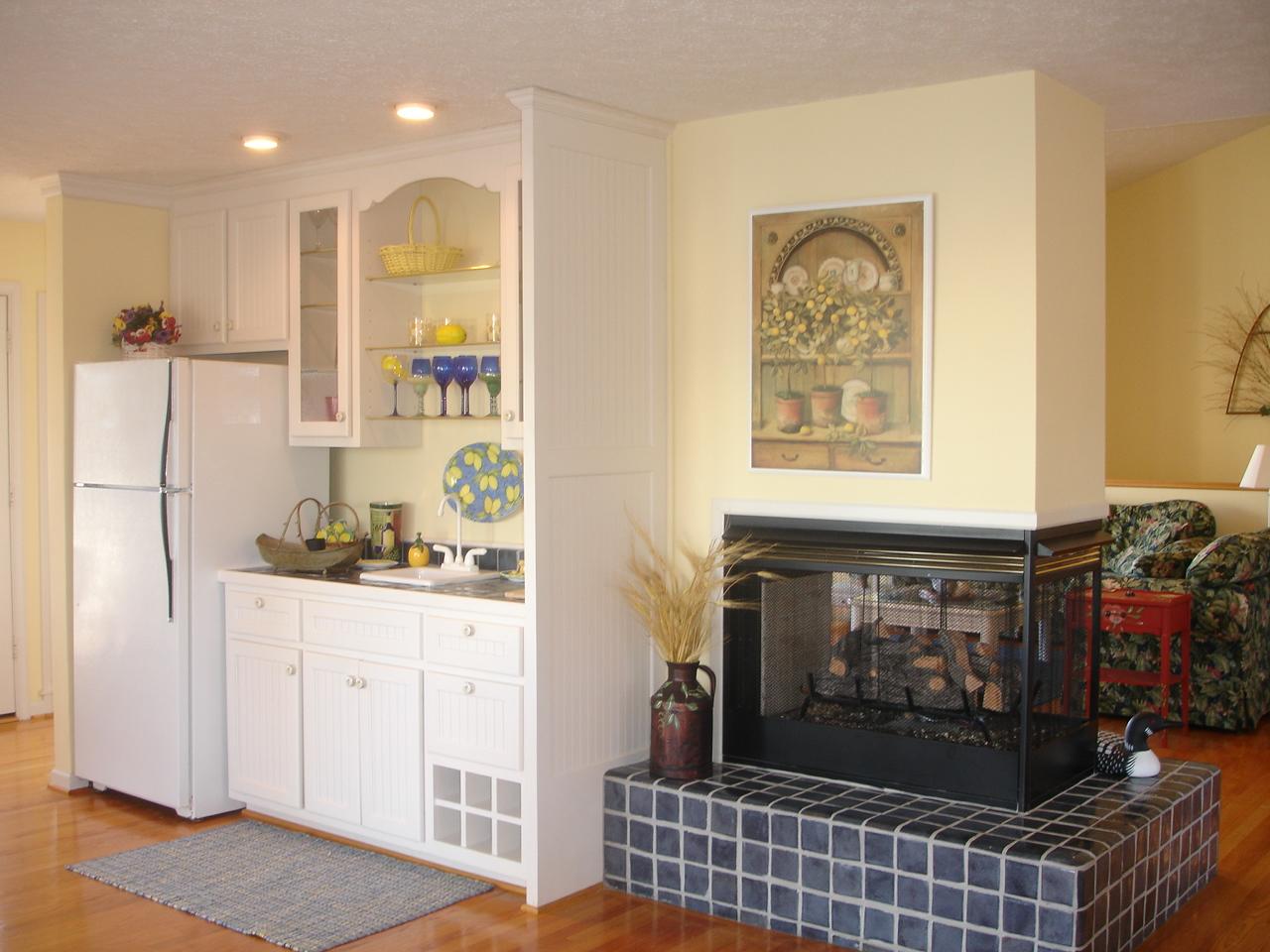 842 Cove Road Penhook, VA 24137 - Photo 5 of 22 a bathroom with a sink a refrigerator and cabinets