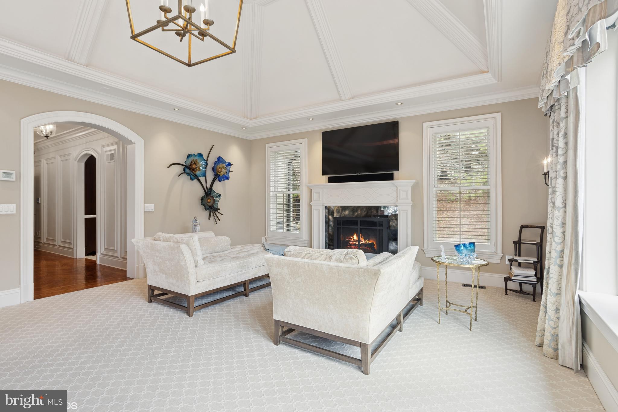 1308 Musgrove Road Lutherville-Timonium, MD 21093 - Photo 24 of 79 a living room with furniture a flat screen tv and a fireplace