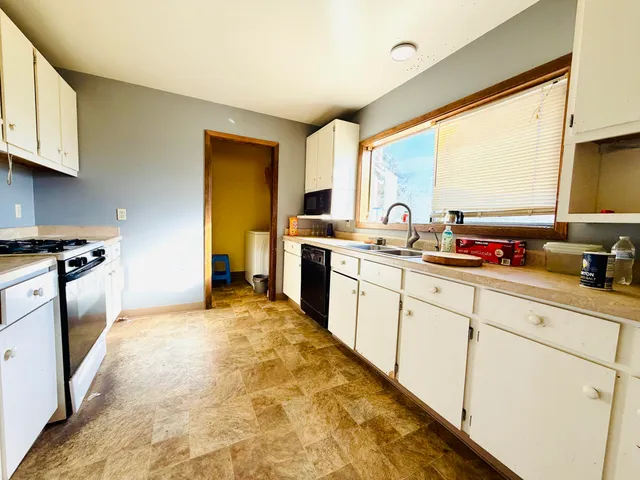 a view of a room with a garage