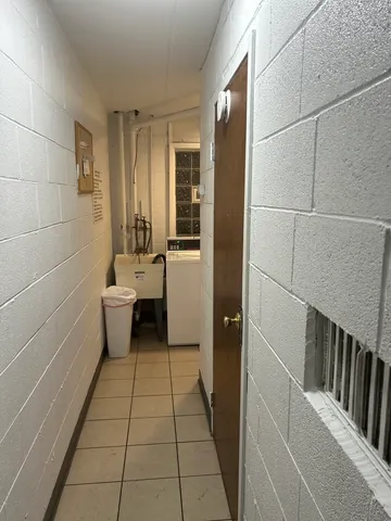 a bathroom with a bathtub