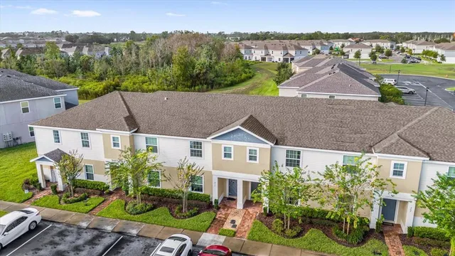 an aerial view of a house