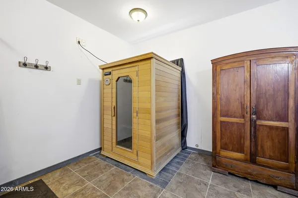 a view of a hallway with closet