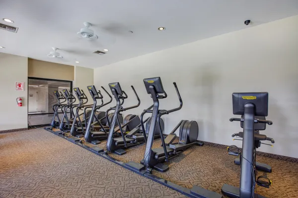 a room with gym equipment