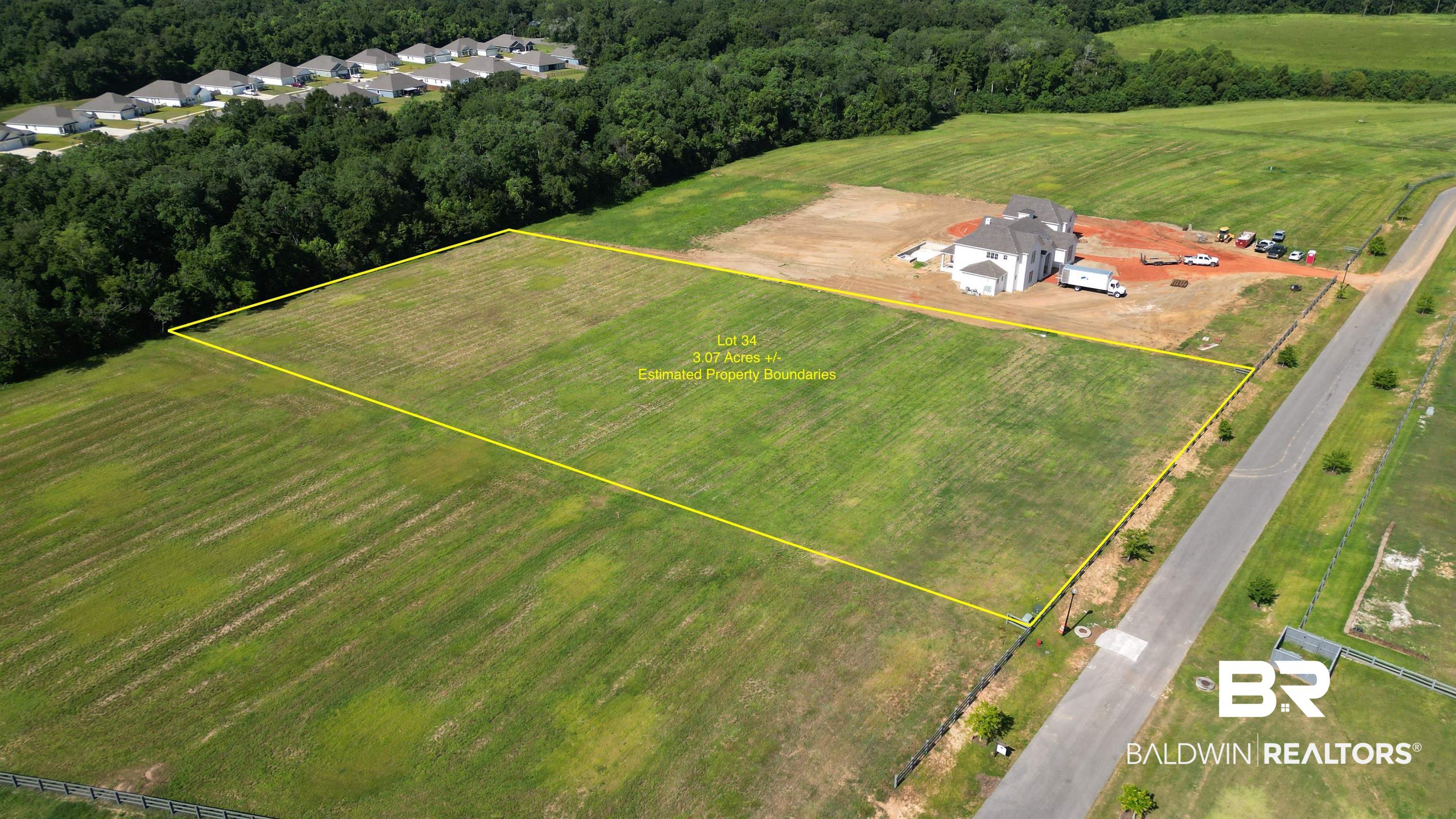 0 Gallery Boulevard Fairhope, AL 36532 - Photo 3 of 13 Aerial view of sparsely populated area with property boundaries highlighted