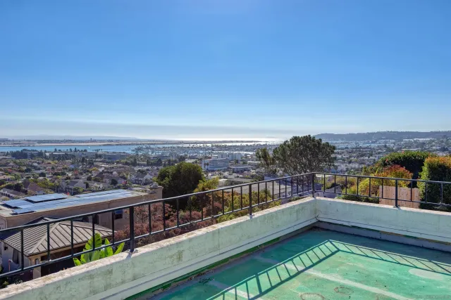 a view of city from a balcony