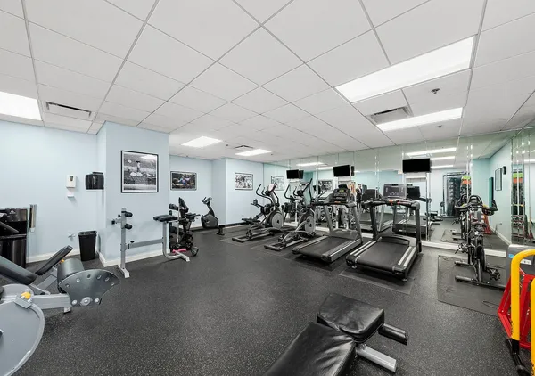 a view of a room with gym equipment