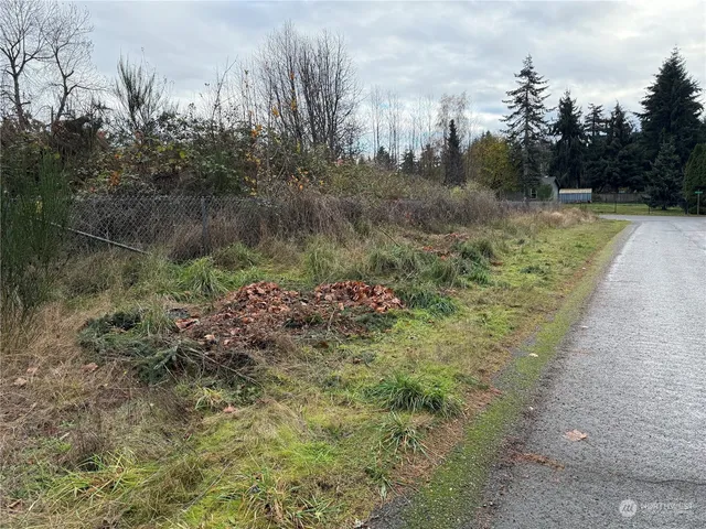 a view of a lake with a yard