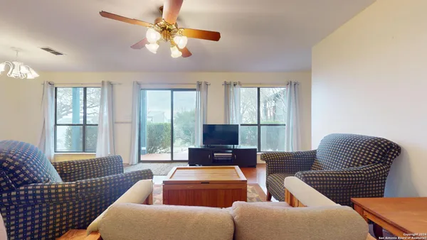 a living room with furniture