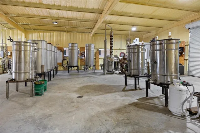 a view of workspace with cabinets