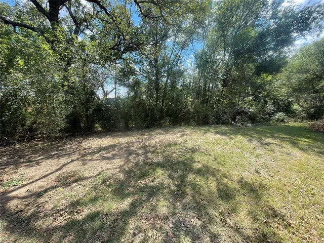 a view of a backyard with trampoline