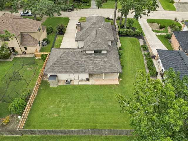 an aerial view of a house