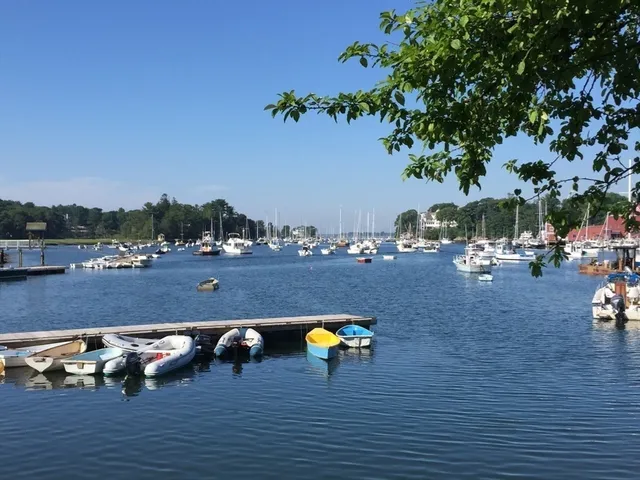 a view of a yard with a lake view
