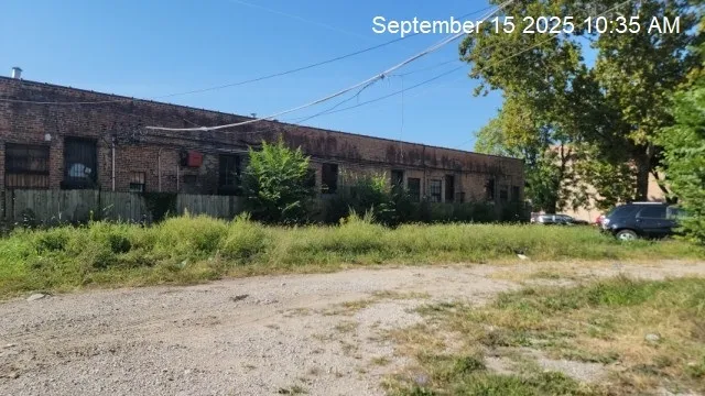 a backyard of a house with plants and trees